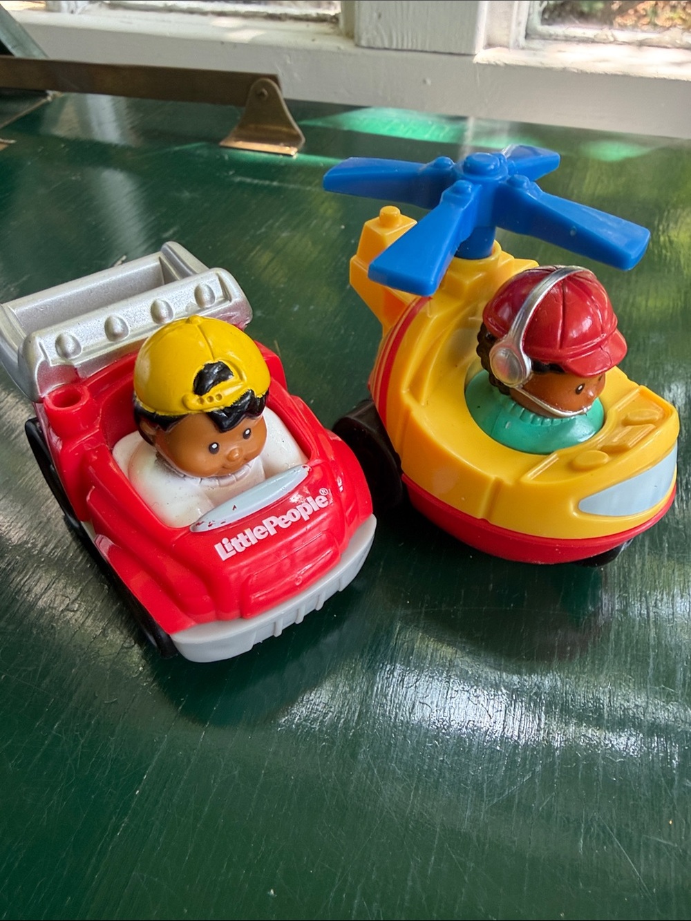 Fisher-Price Little People Wheelies, Red Dump Truck & Yellow Helicopter Toy Set